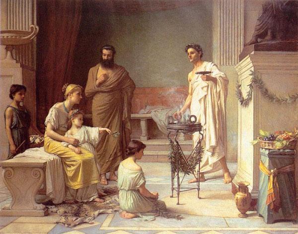 John William Waterhouse A Sick Child brought into the Temple of Aesculapius Germany oil painting art